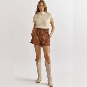 NWT faux leather brown shorts